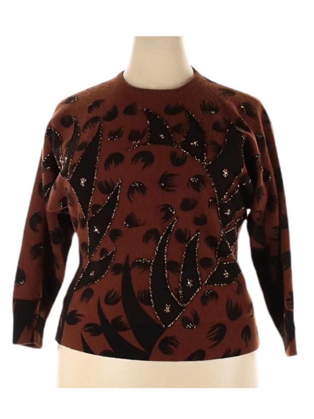 VINTAGE Lambswool 80s Dolman Sleeve Animal Sweater 2X